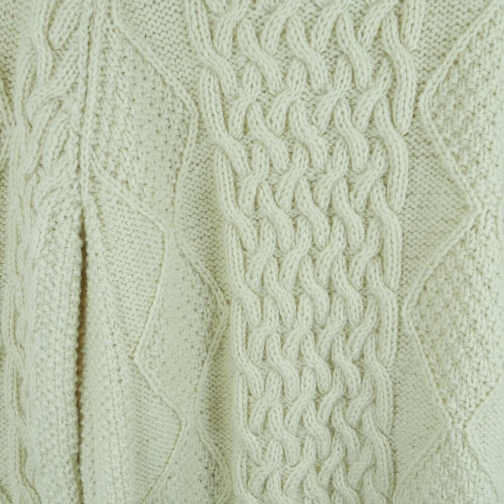 Vintage Women's M L Fisherman Cardigan Sweater Chunky Knit Wool Preppy Nautical - Picture 9 of 11